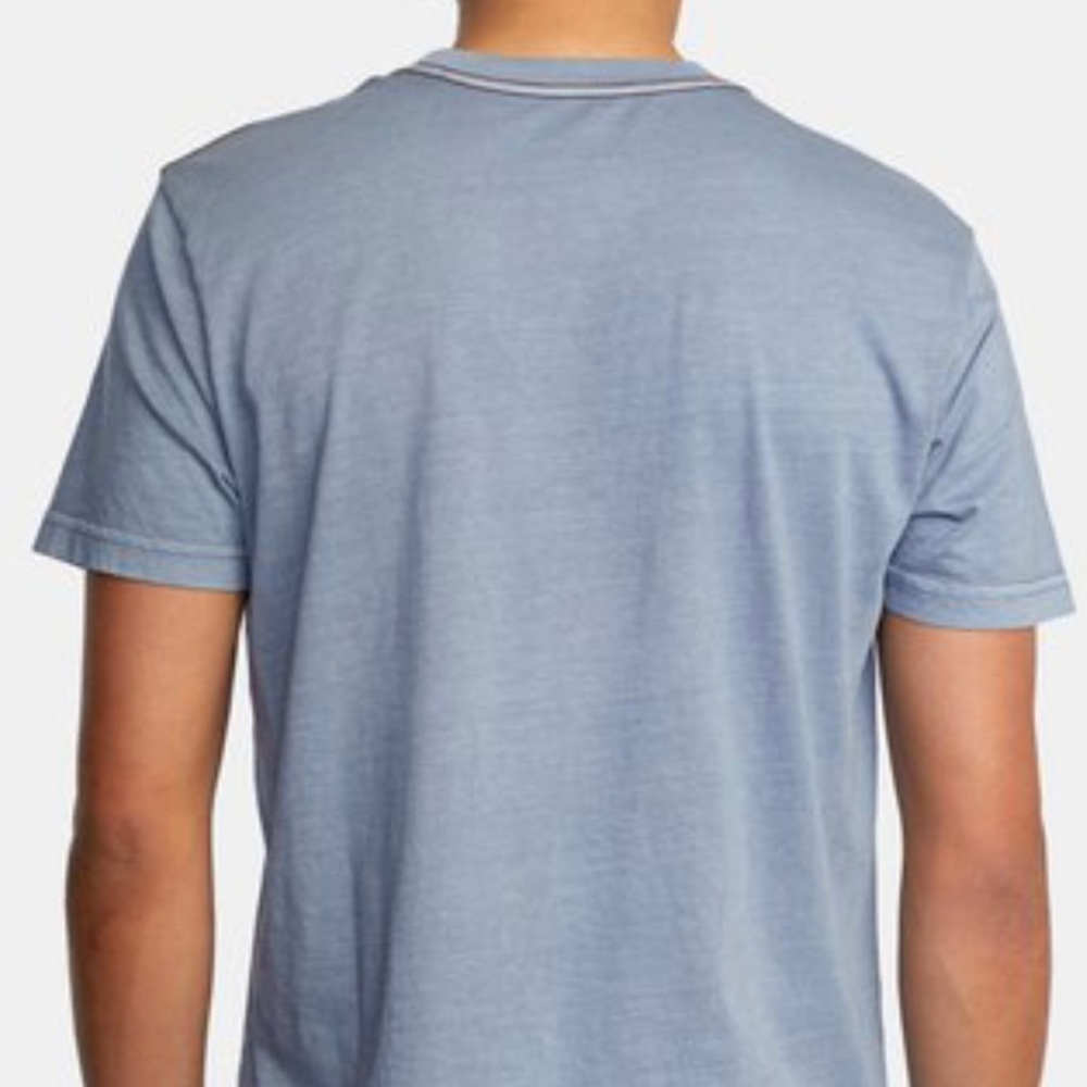RVCA, NWT PTC ll Pigment Tee. Color “SLT” (slate/blue/grey), front pocket.